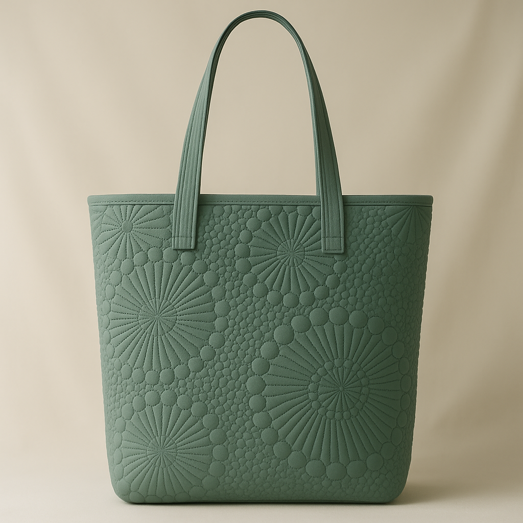 Malachite Green Sunburst Quilted Cotton Tote