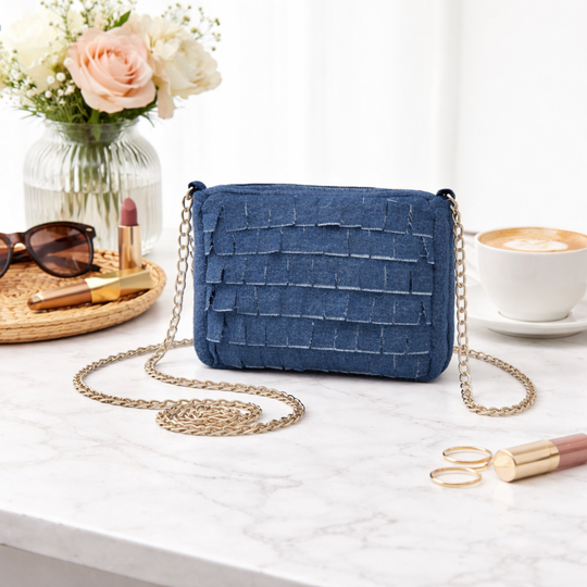 Midnight Ruffle Denim Mini Sling