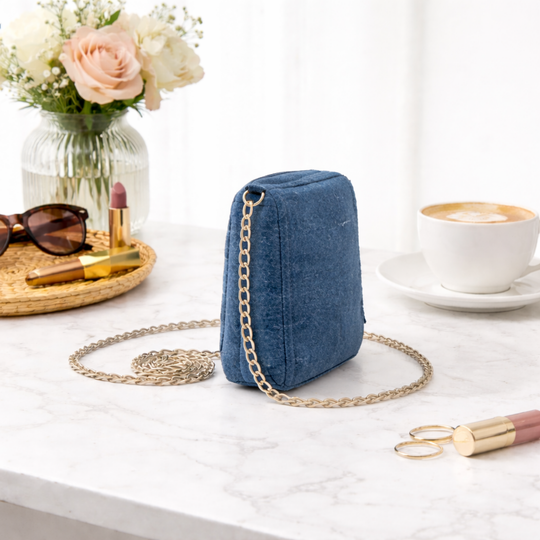Midnight Ruffle Denim Mini Sling