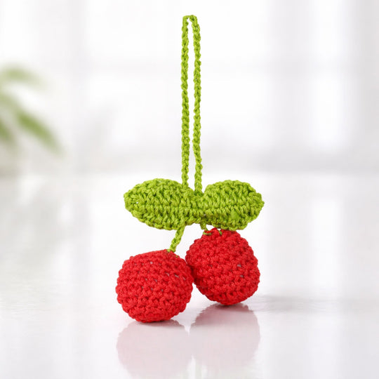 Red Cherries Crochet Charm