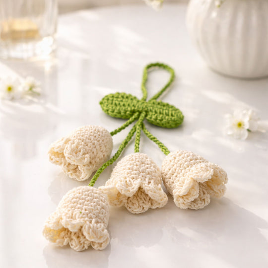 Ivory Lily Bell Crochet Charm