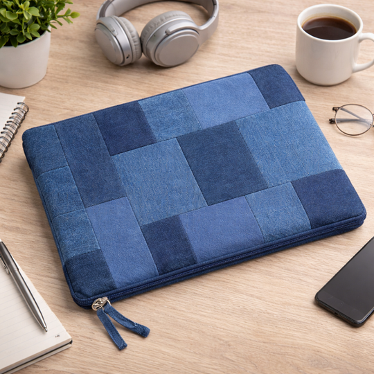 13 Inch Indigo Patchwork Laptop Sleeve