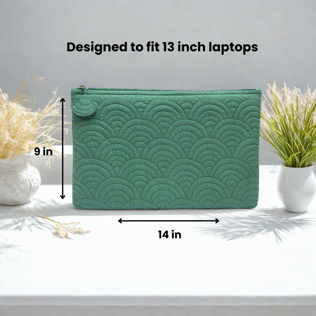 13 Inch Malachite Arc Quilted Laptop Sleeve