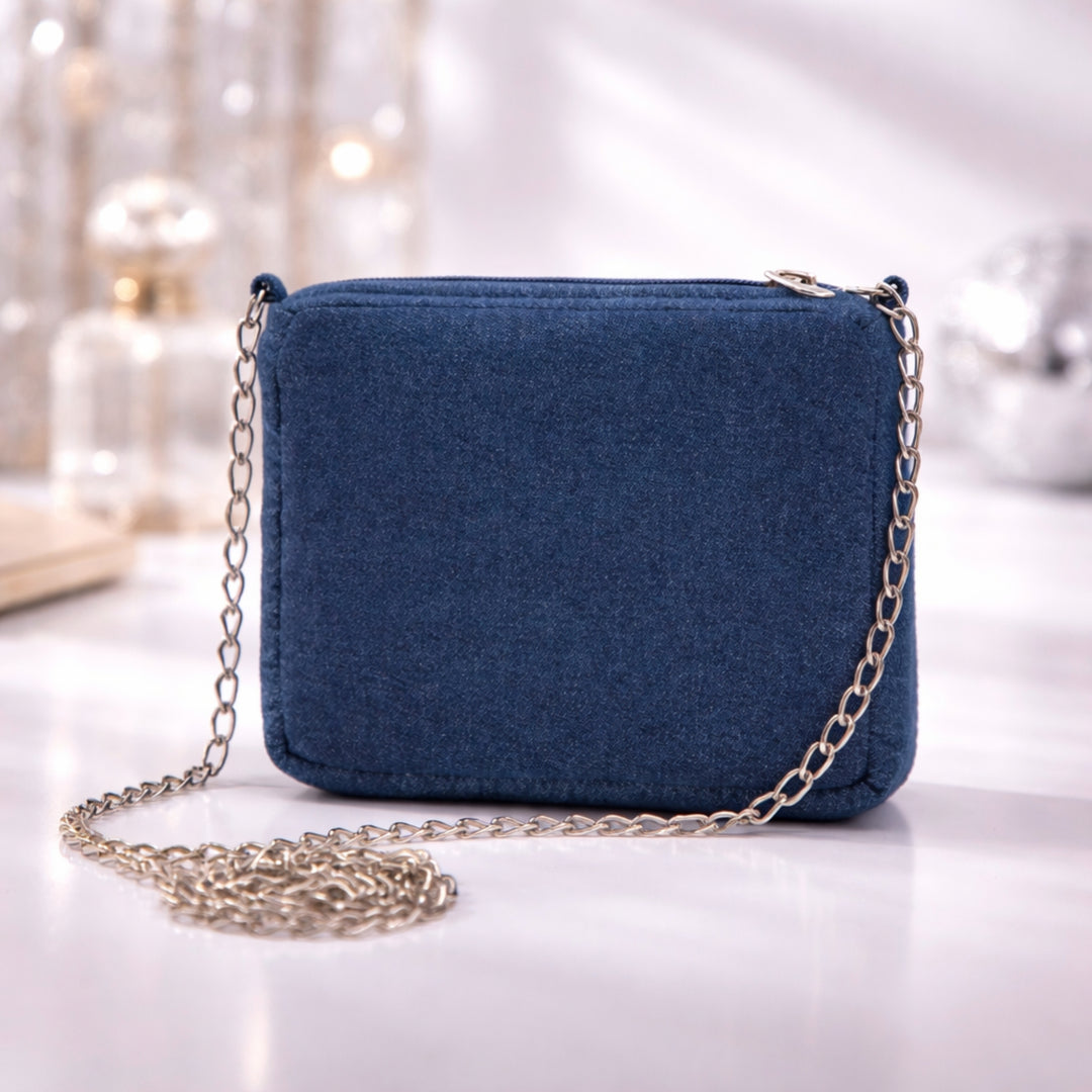 Midnight Ruffle Denim Mini Sling