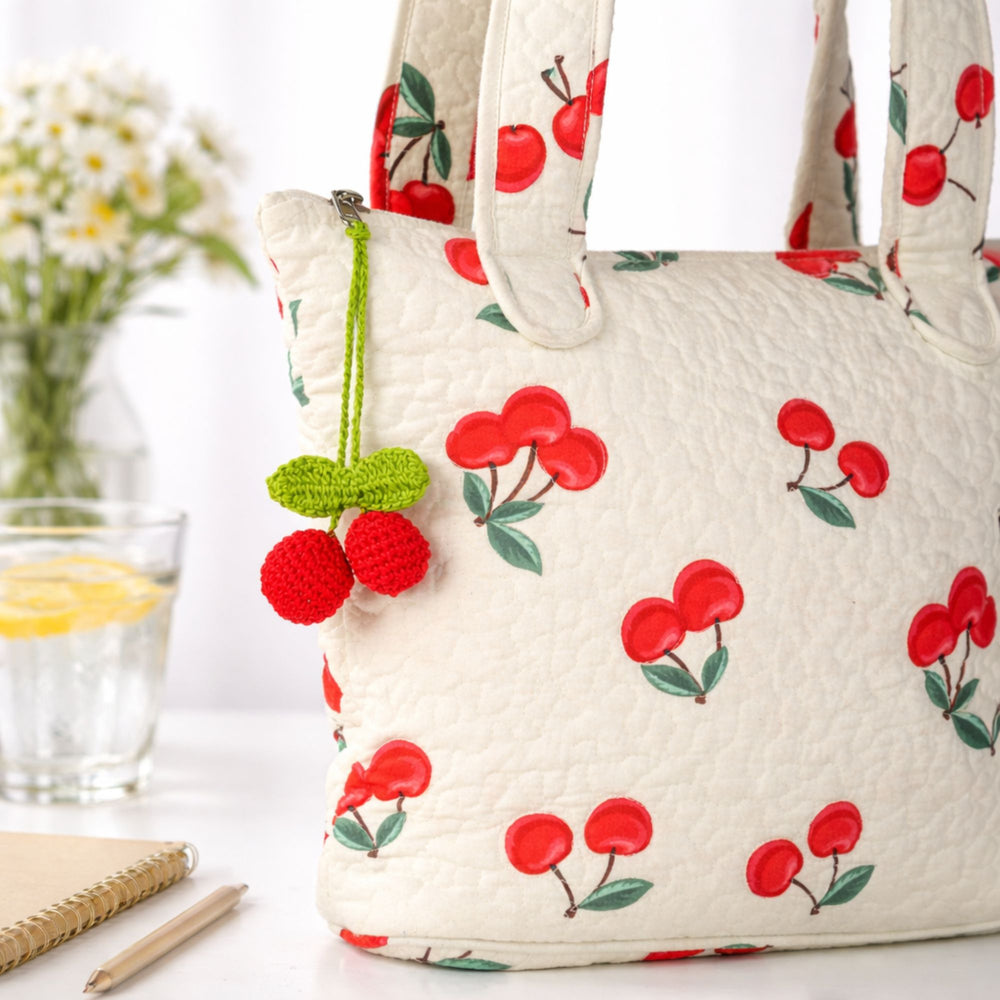 Red Cherries Crochet Charm