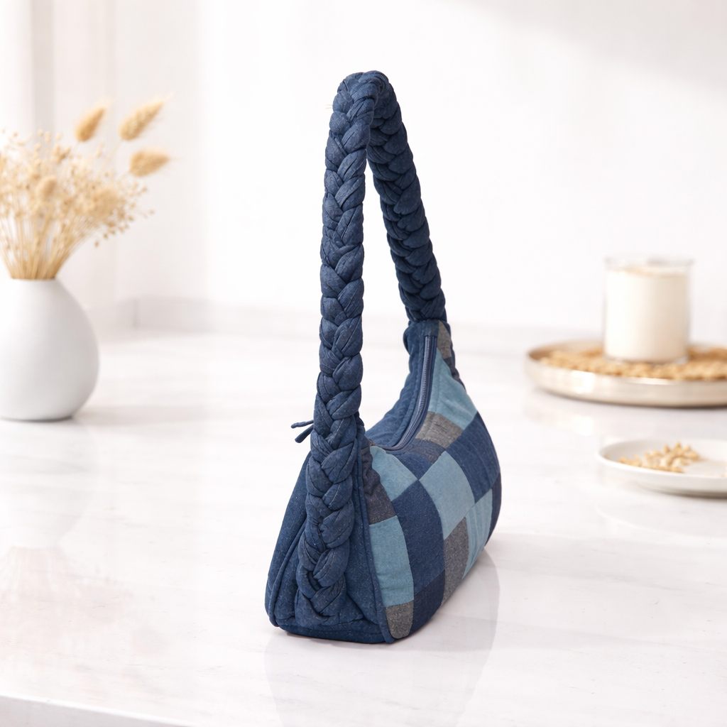Indigo Mosaic Denim Patchwork Hobo