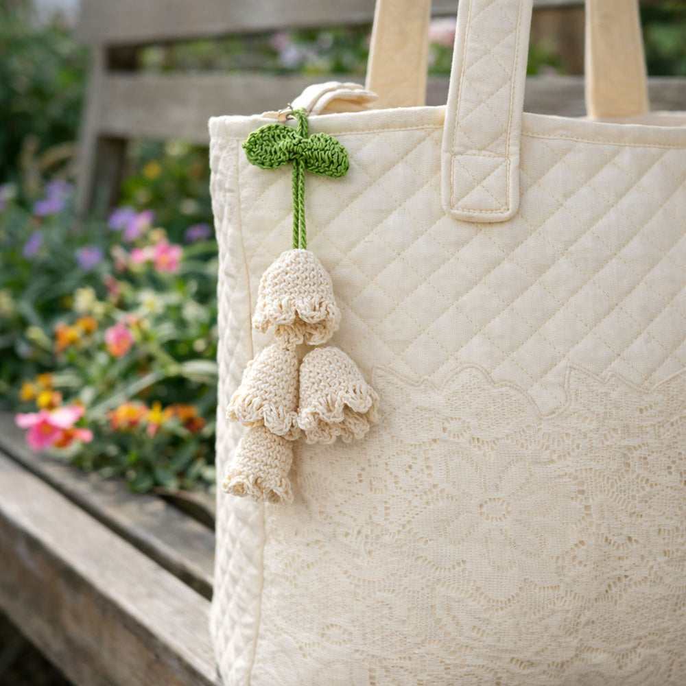 Ivory Lily Bell Crochet Charm