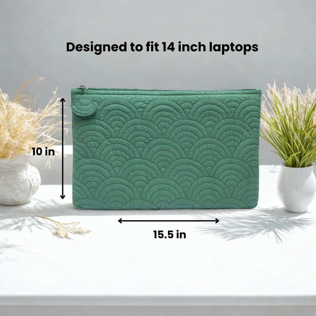 14 Inch Malachite Arc Quilted Laptop Sleeve