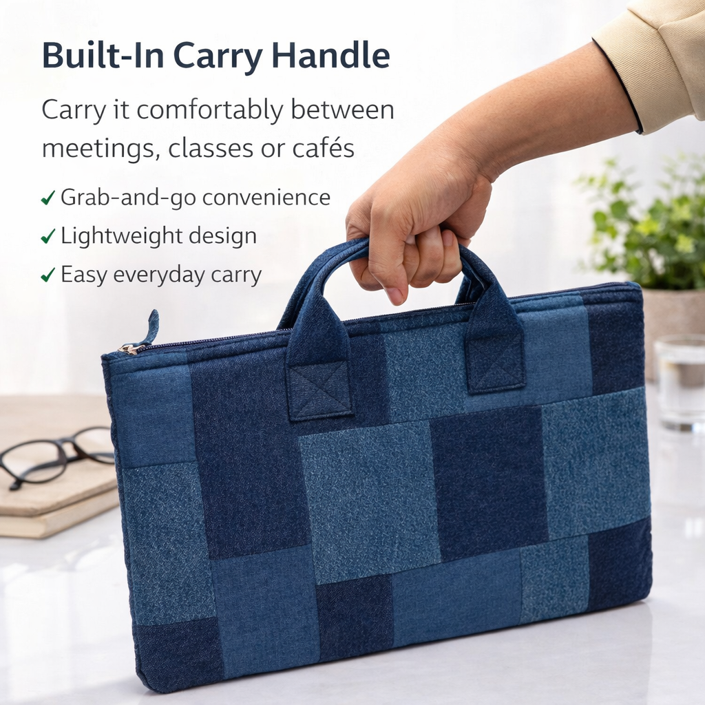 14 Inch Denim Patch Laptop Sleeve