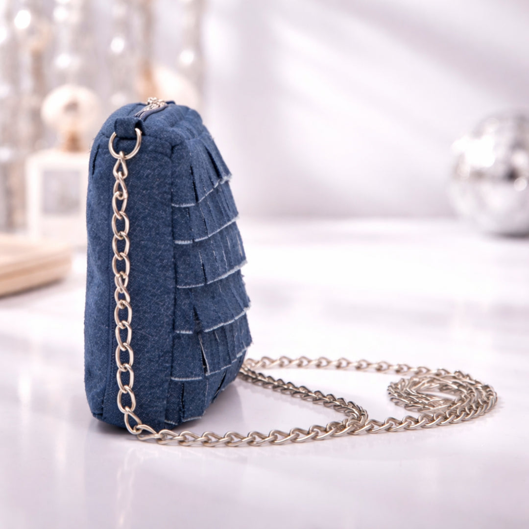 Midnight Ruffle Denim Mini Sling