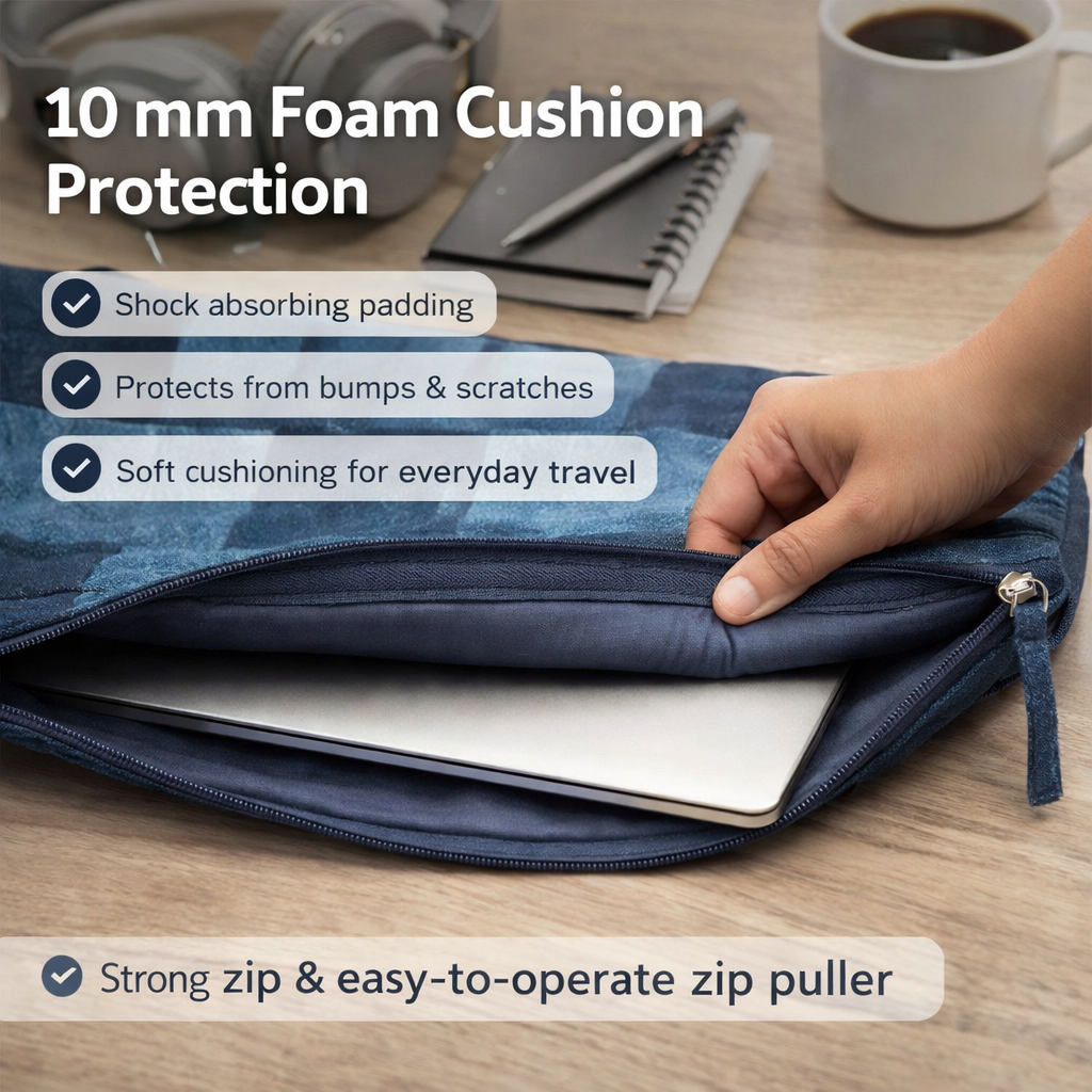 13 Inch Indigo Patchwork Laptop Sleeve