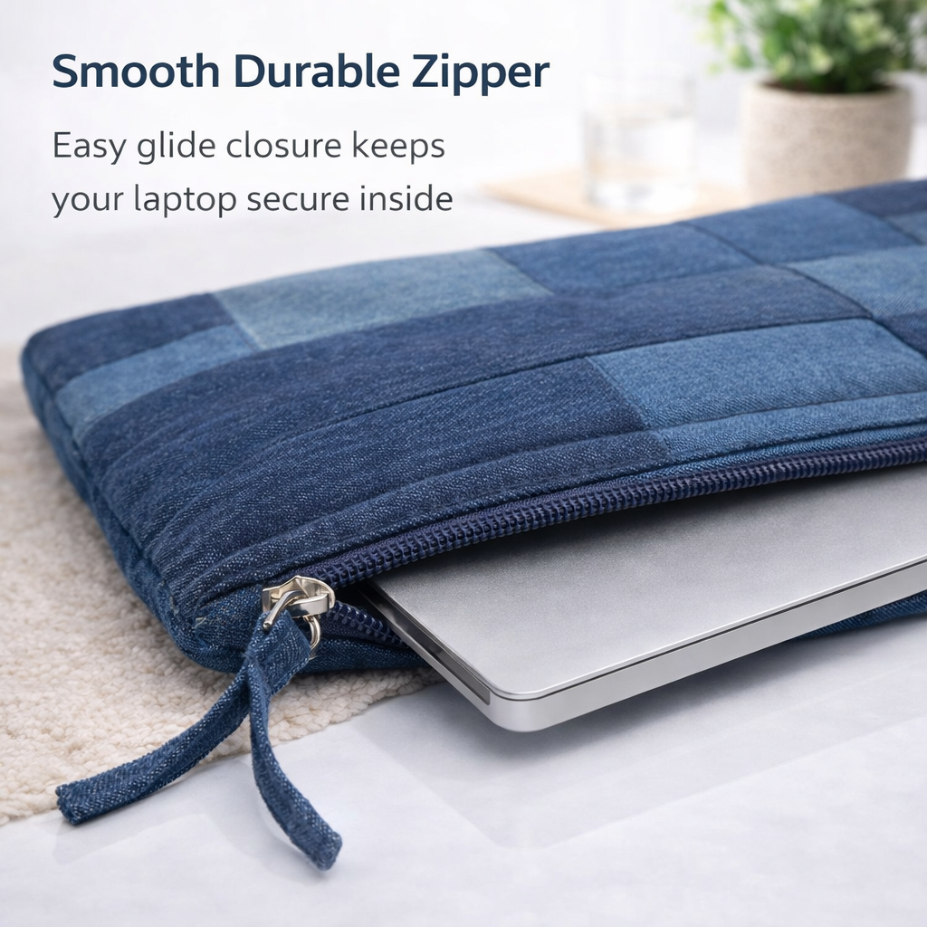 14 Inch Denim Patch Laptop Sleeve