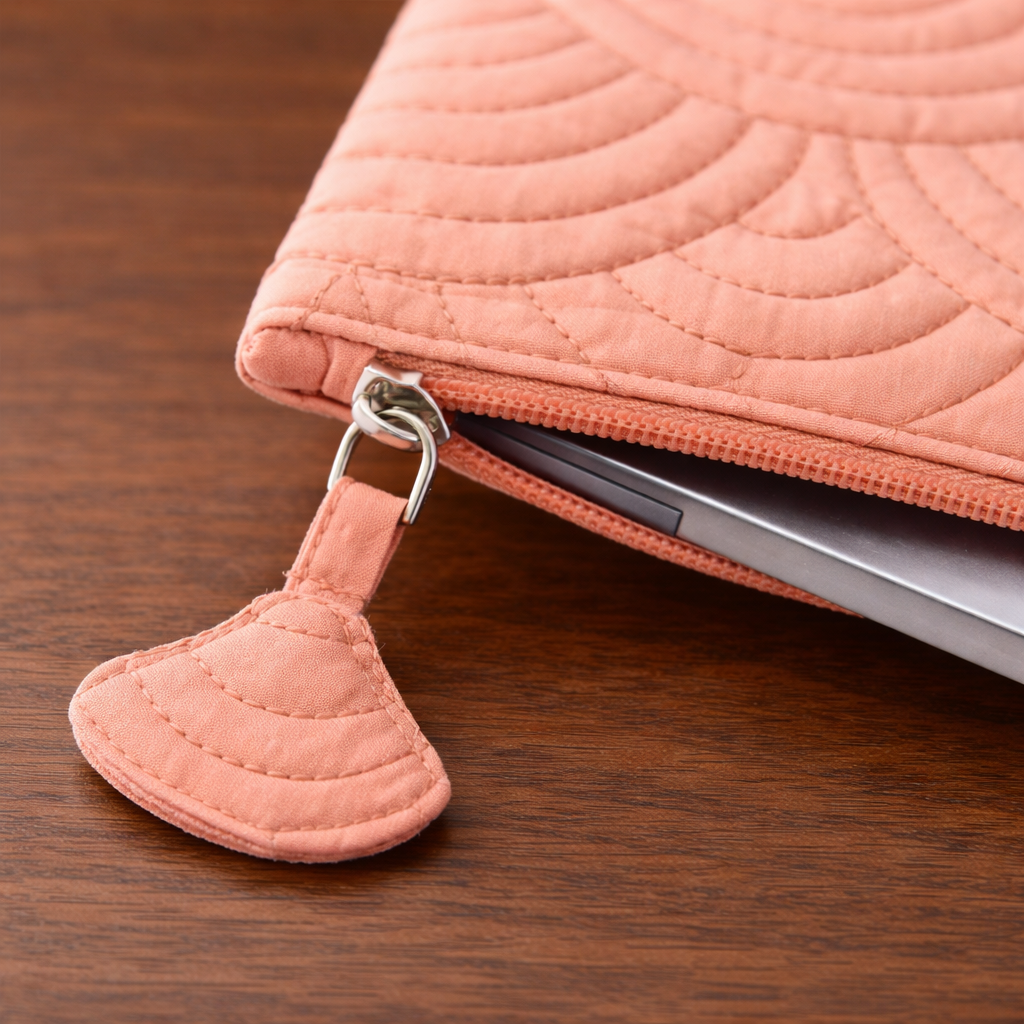 13 inch Elara Quilted Laptop Sleeve – Peach