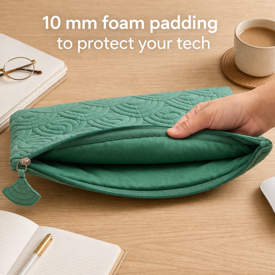 14 Inch Malachite Arc Quilted Laptop Sleeve