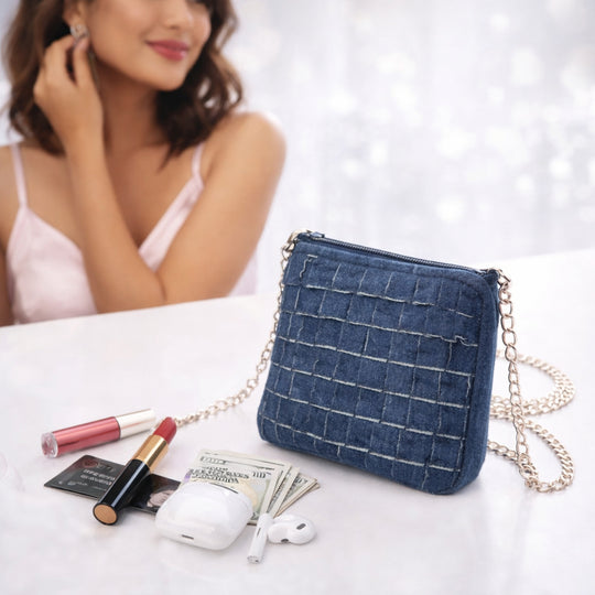 Midnight Ruffle Denim Mini Sling