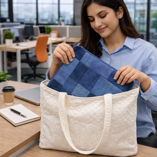 13 Inch Indigo Patchwork Laptop Sleeve