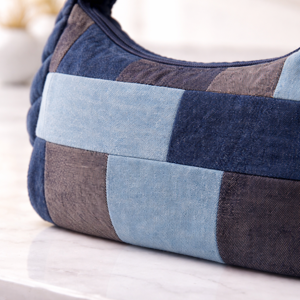 Indigo Mosaic Denim Patchwork Hobo