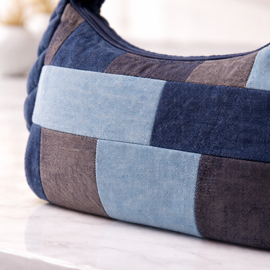 Indigo Mosaic Denim Patchwork Hobo