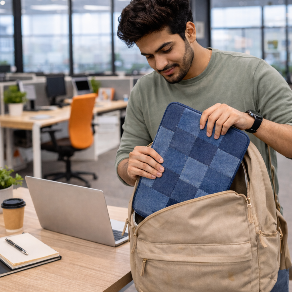 13 Inch Indigo Patchwork Laptop Sleeve