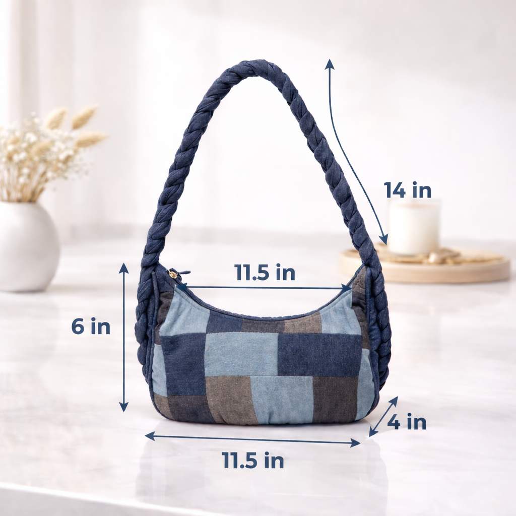 Indigo Mosaic Denim Patchwork Hobo
