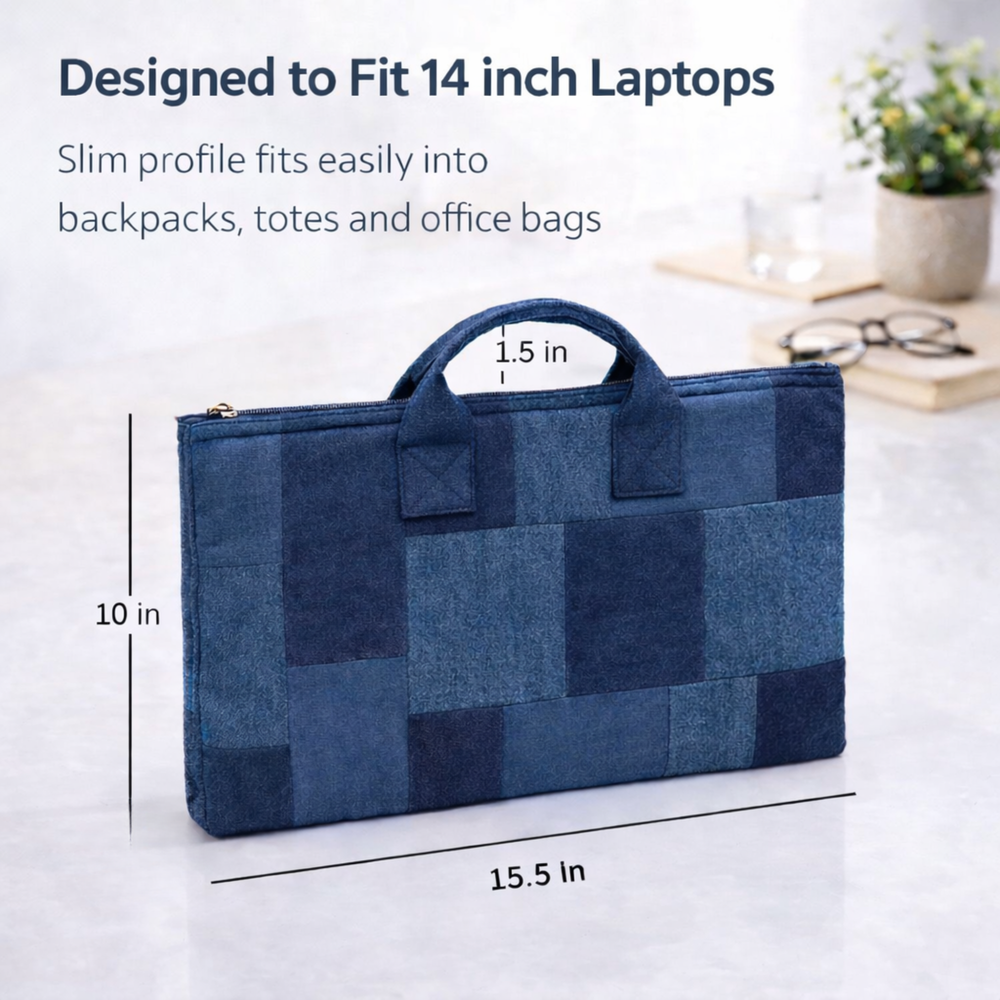 14 Inch Denim Patch Laptop Sleeve