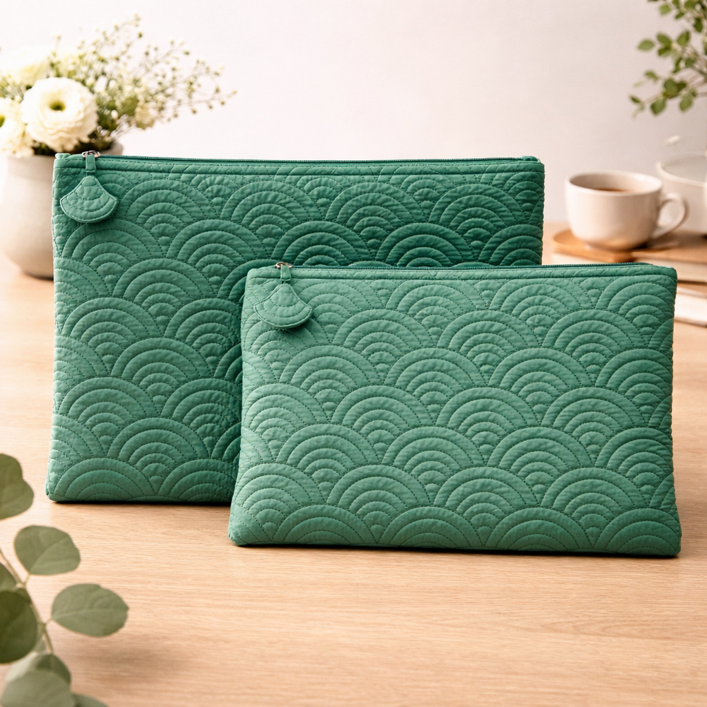 14 Inch Malachite Arc Quilted Laptop Sleeve