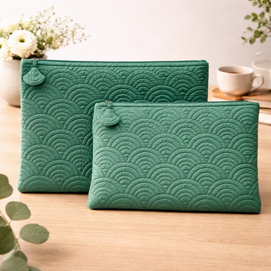14 Inch Malachite Arc Quilted Laptop Sleeve