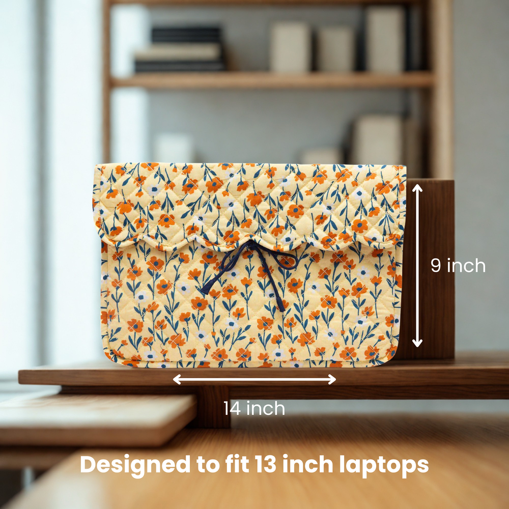 13 Inch Marigold Meadow Quilted Laptop Sleeve