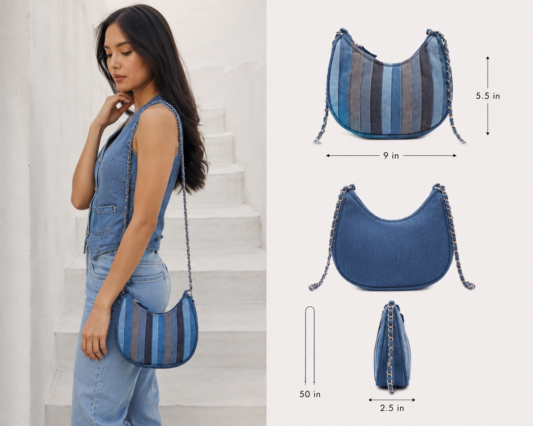 Indigo Pop Mini Hobo ( 9 x 5.5 x 2.5 inches)