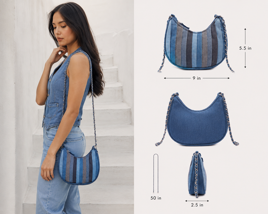Indigo Pop Mini Hobo ( 9 x 5.5 x 2.5 inches)