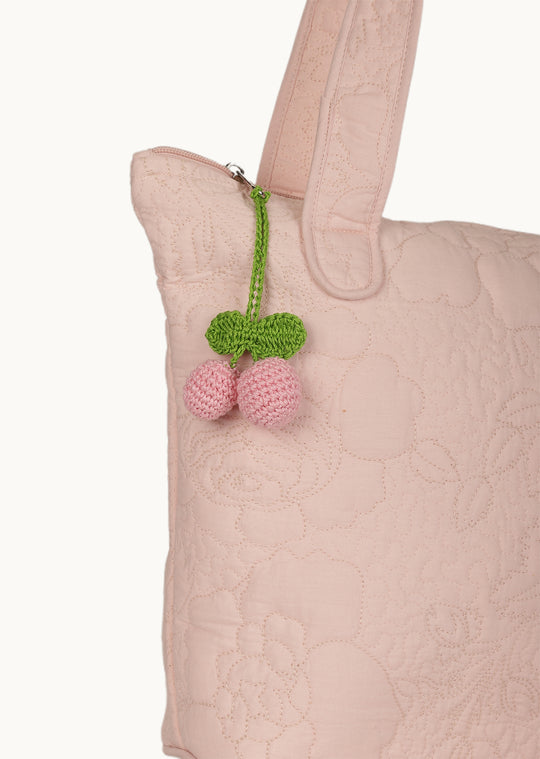 Pink Cherries Crochet Charm